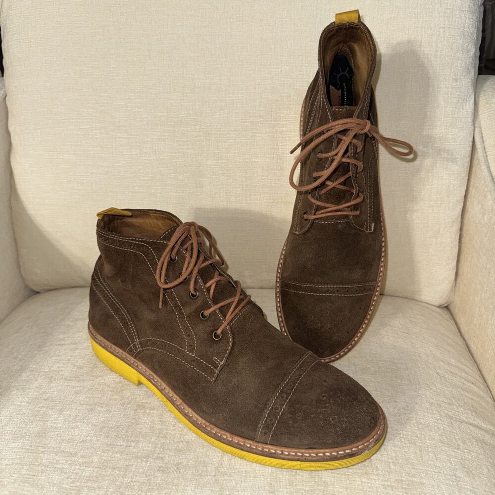 Donald J Pliner Grant ZB Suede Lace Up Ankle Boots in Brown 11B Leather Brazil